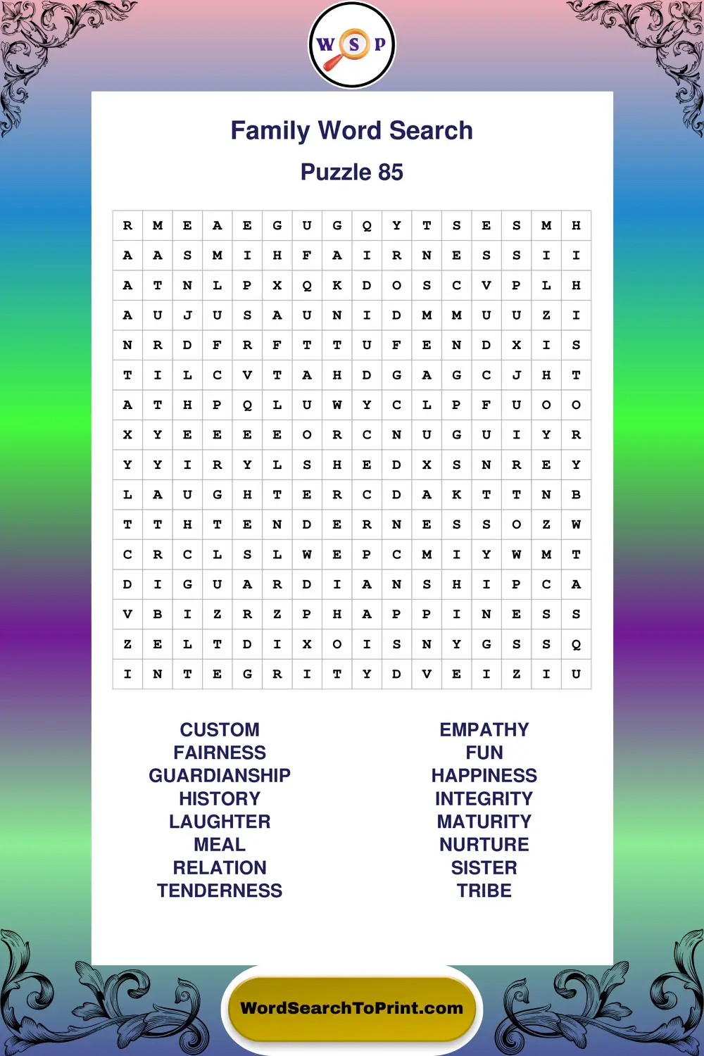 Family Word Search Puzzle 85