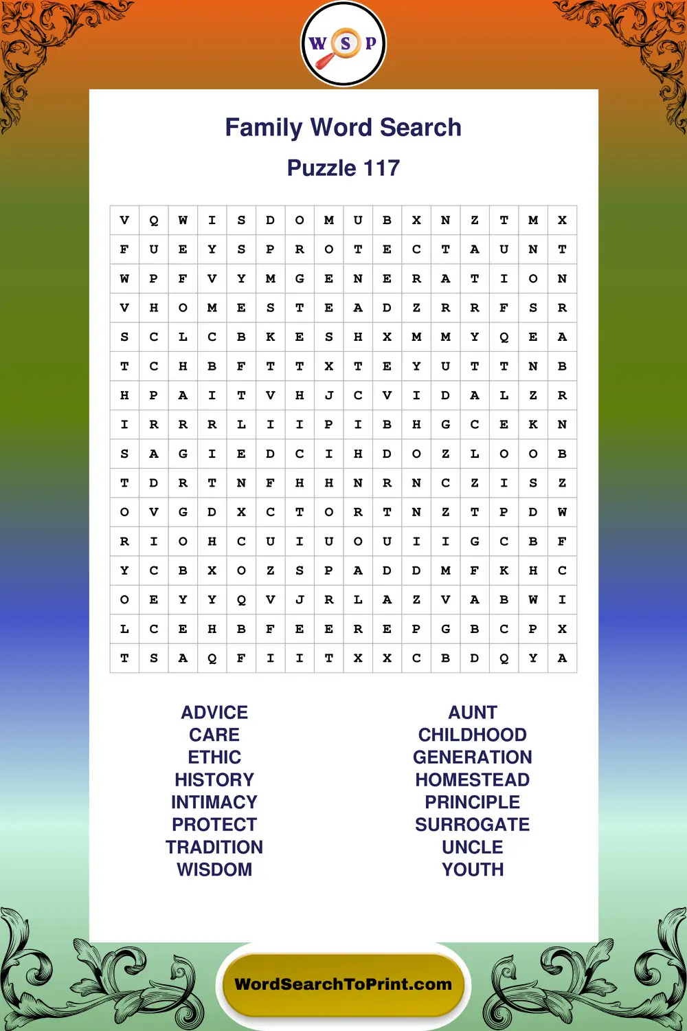 Family Word Search Puzzle 117