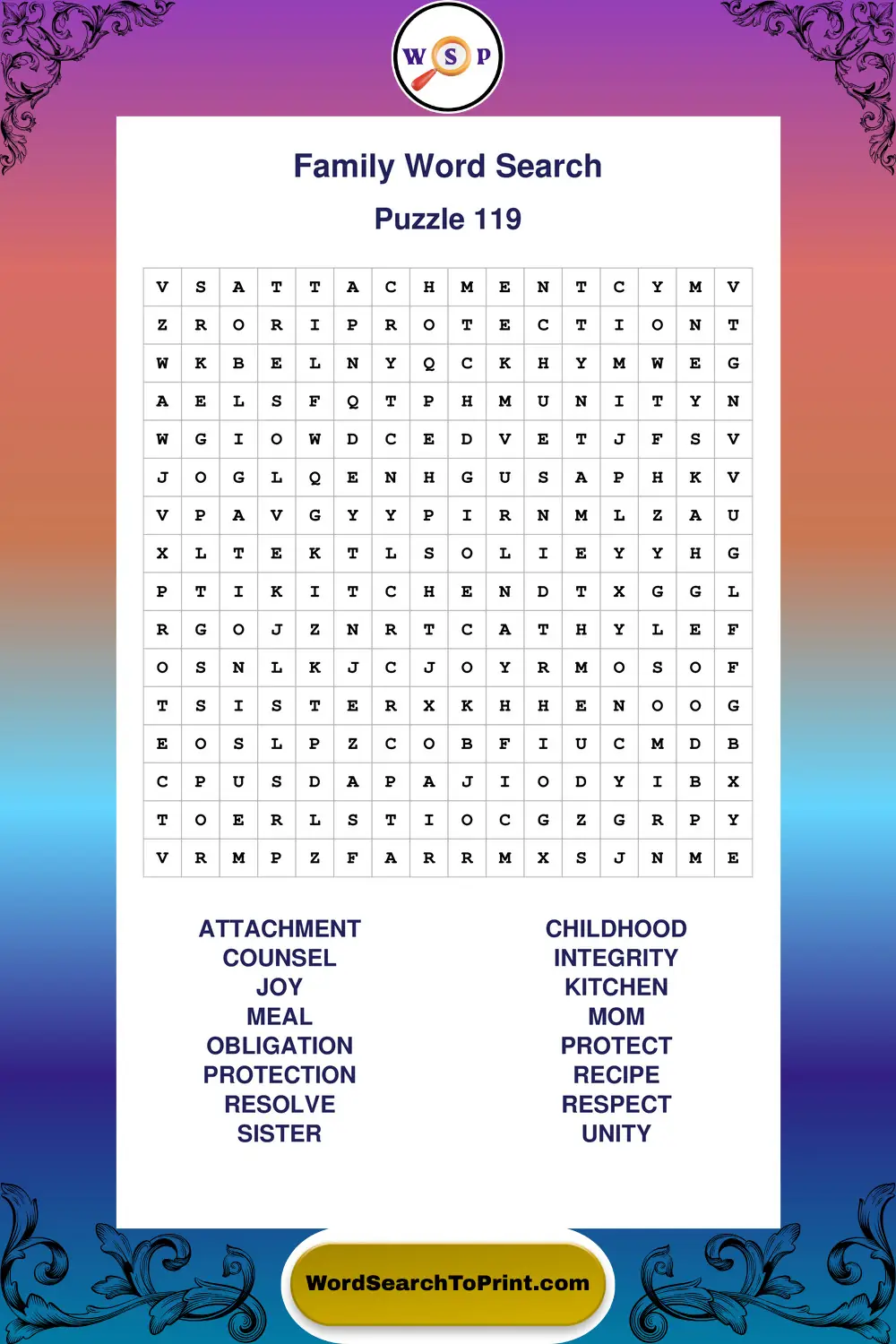 Family Word Search Puzzle 119