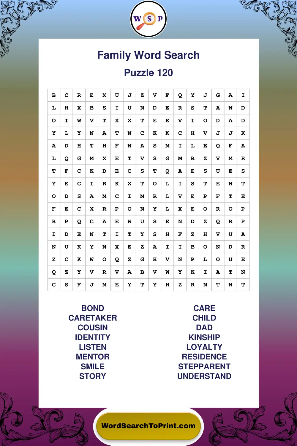 Family Word Search Puzzle 120