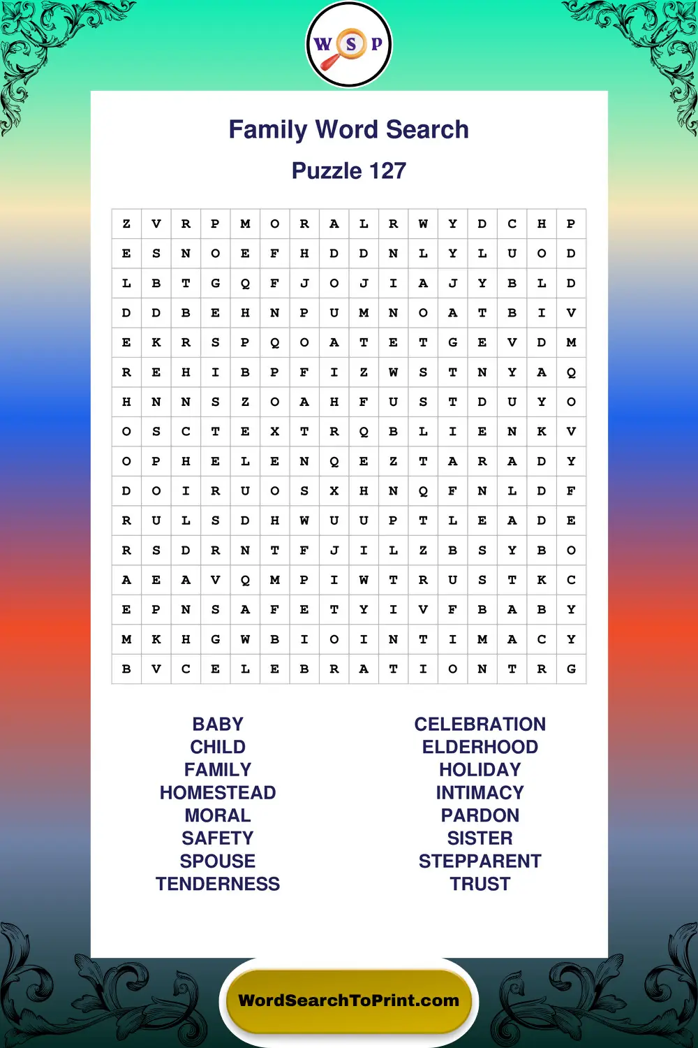 Family Word Search Puzzle 127