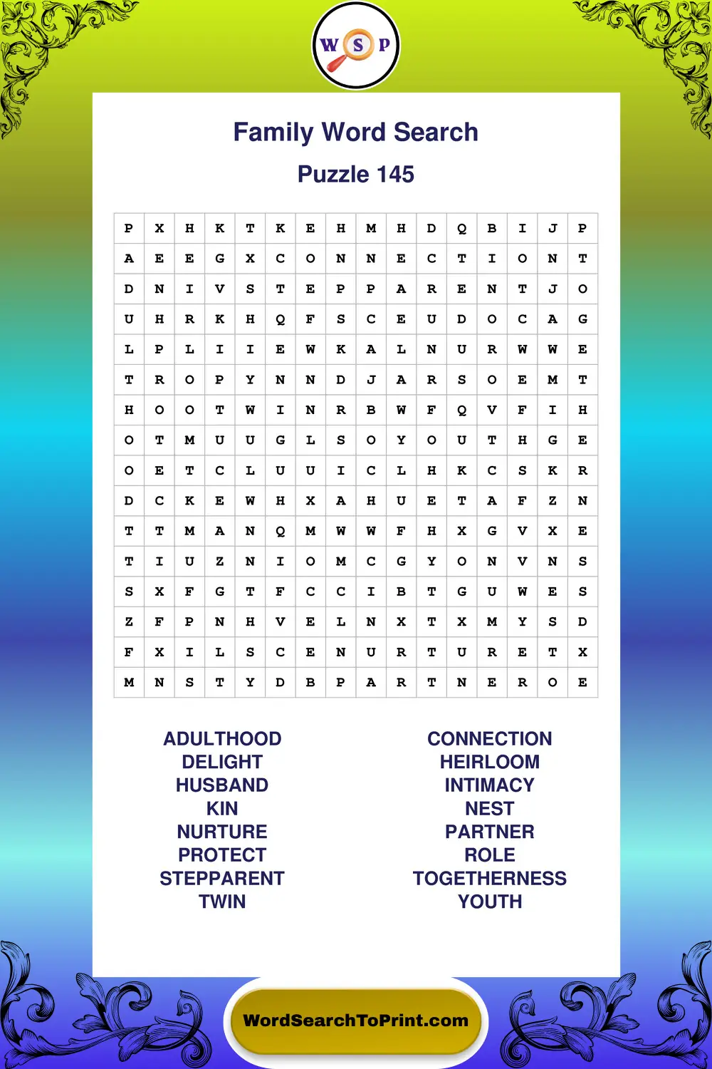 Family Word Search Puzzle 145