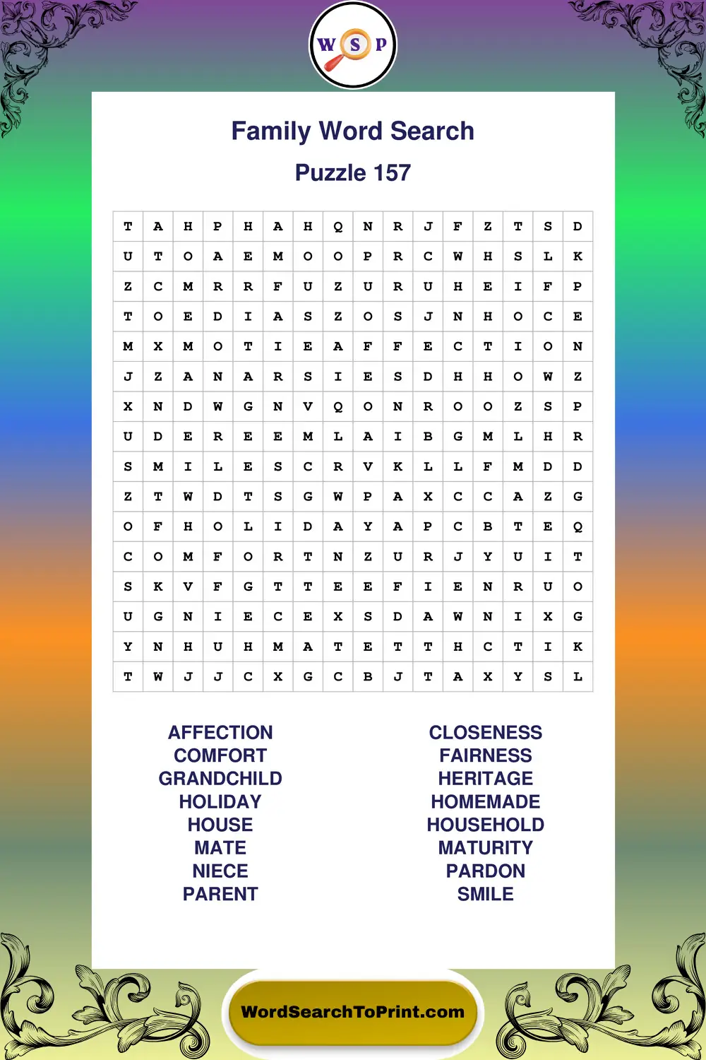 Family Word Search Puzzle 157