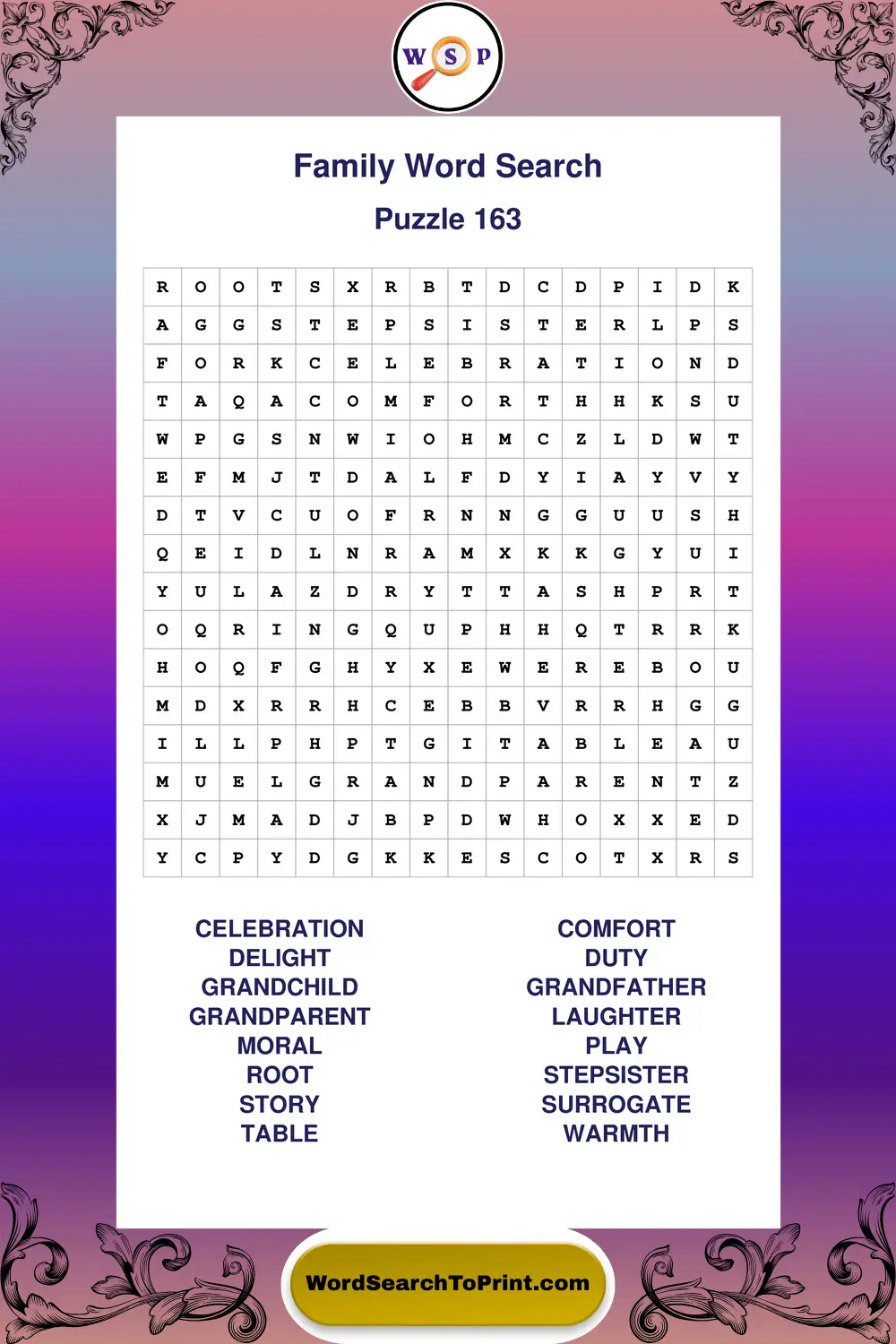 Family Word Search Puzzle 163