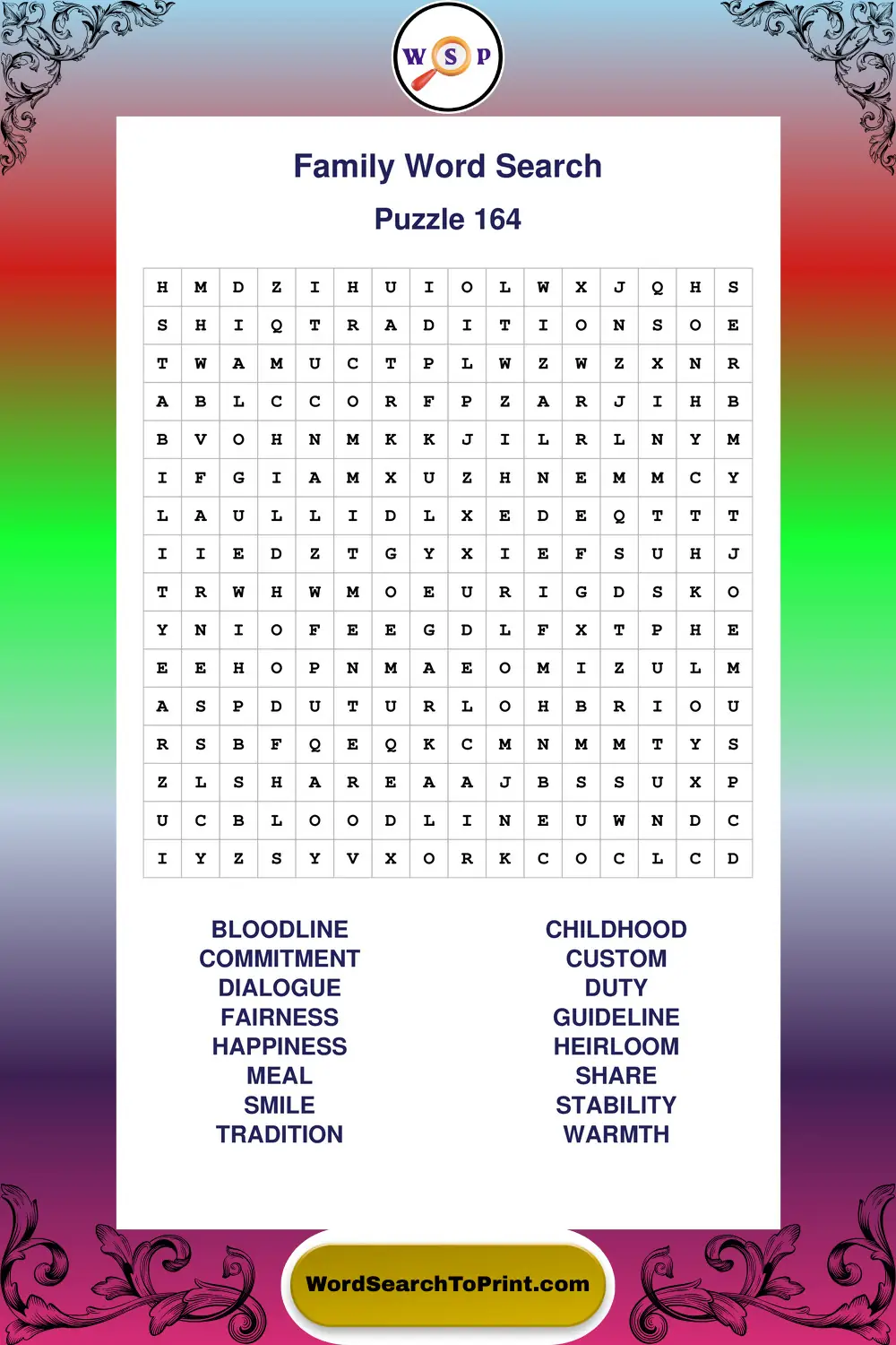 Family Word Search Puzzle 164