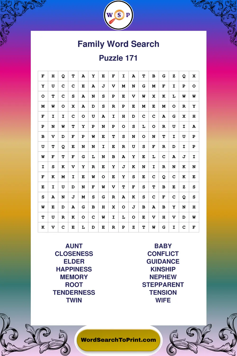 Family Word Search Puzzle 171