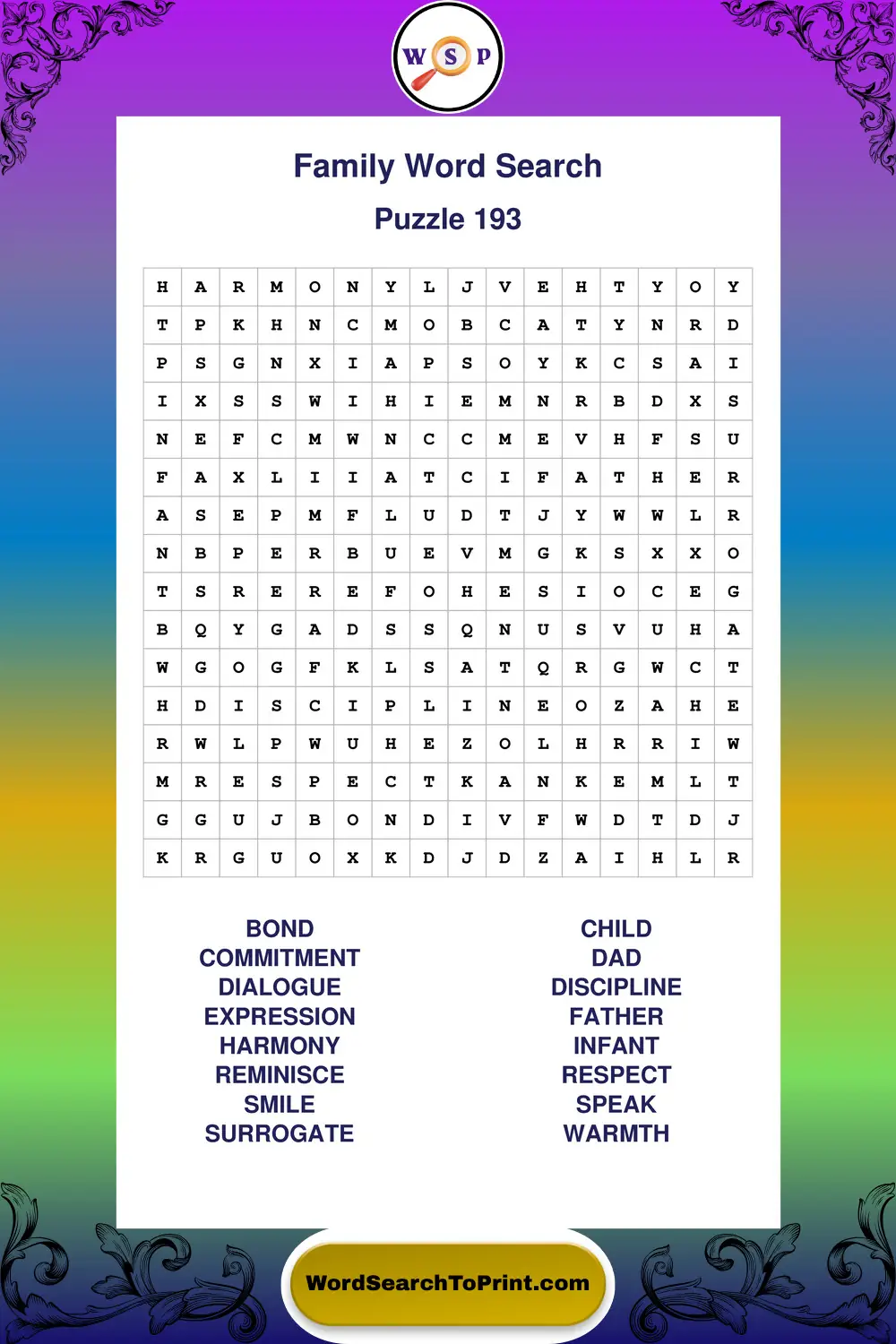 Family Word Search Puzzle 193