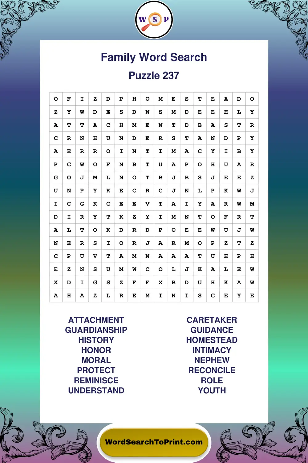 Family Word Search Puzzle 237