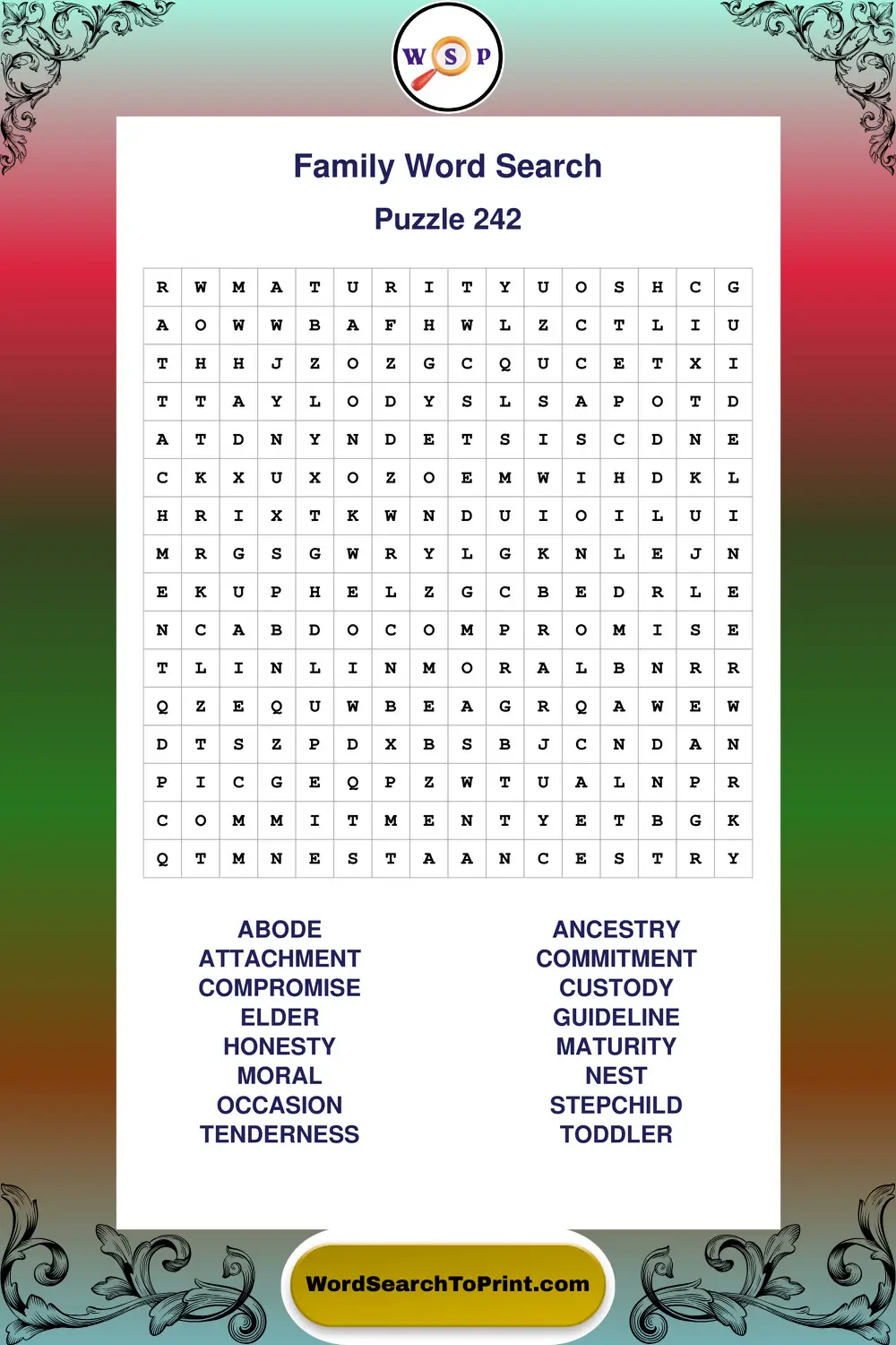 Family Word Search Puzzle 242