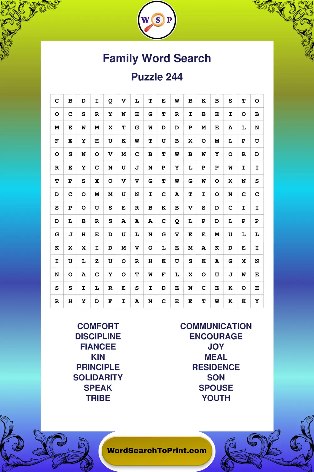 Family Word Search Puzzle 244
