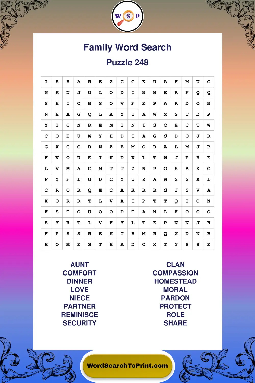Family Word Search Puzzle 248