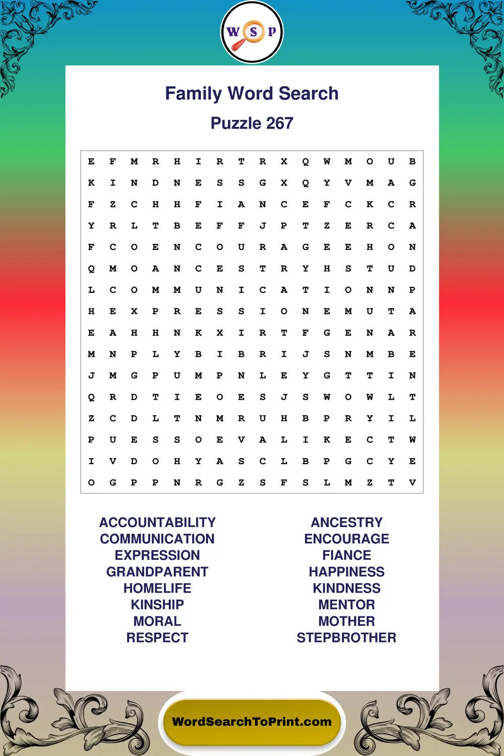 Family Word Search Puzzle 267