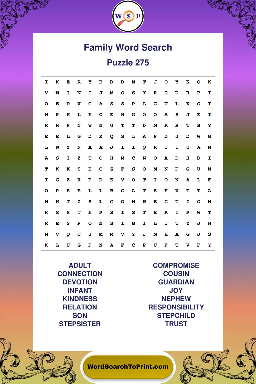 Family Word Search Puzzle 275