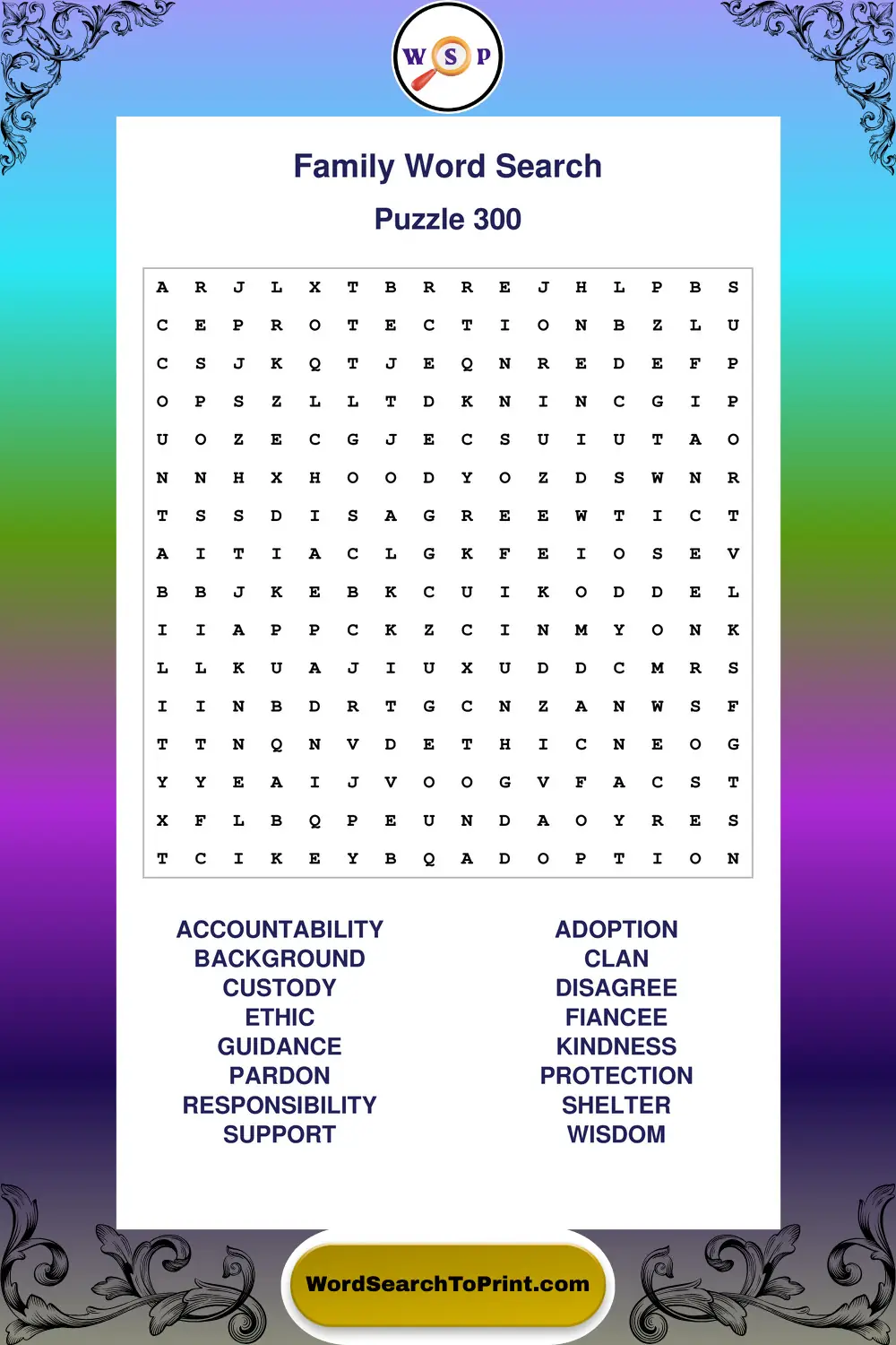 Family Word Search Puzzle 300