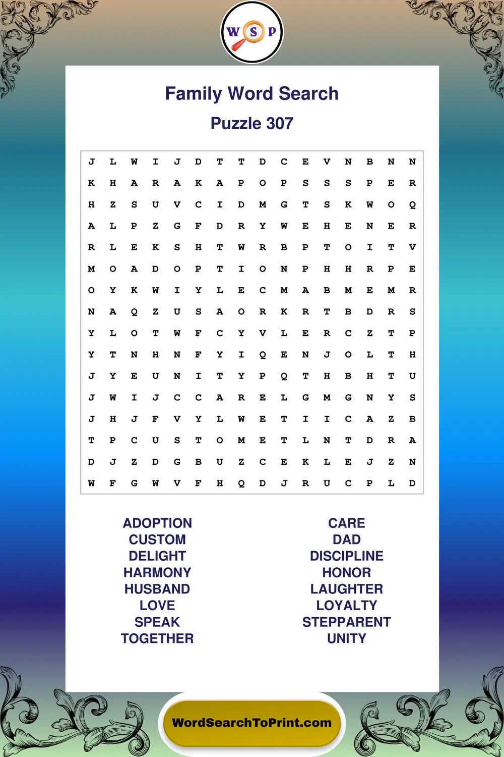 Family Word Search Puzzle 307