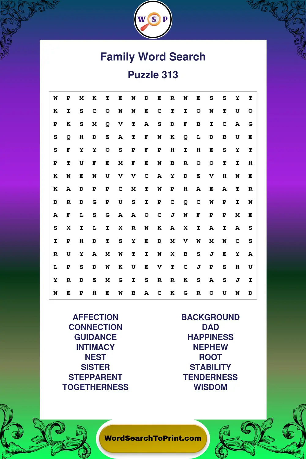 Family Word Search Puzzle 313