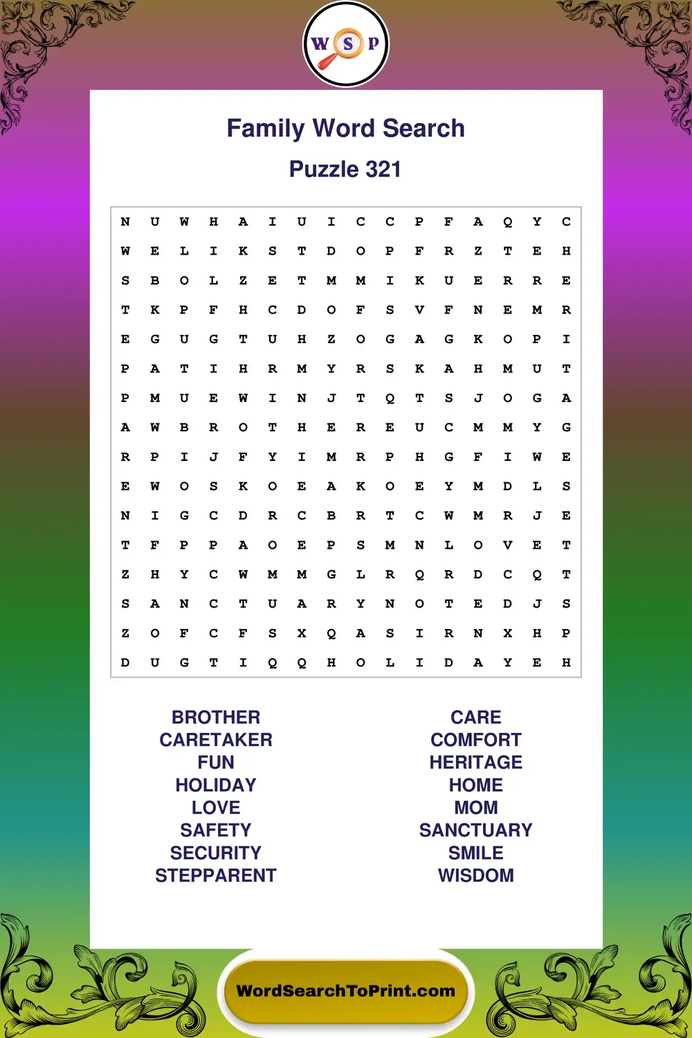Family Word Search Puzzle 321