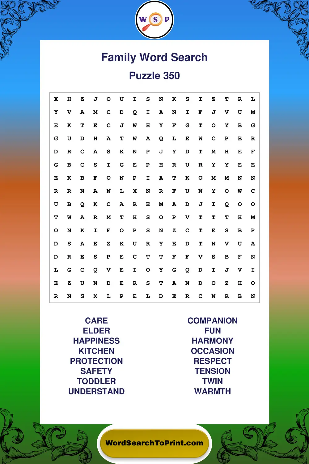 Family Word Search Puzzle 350