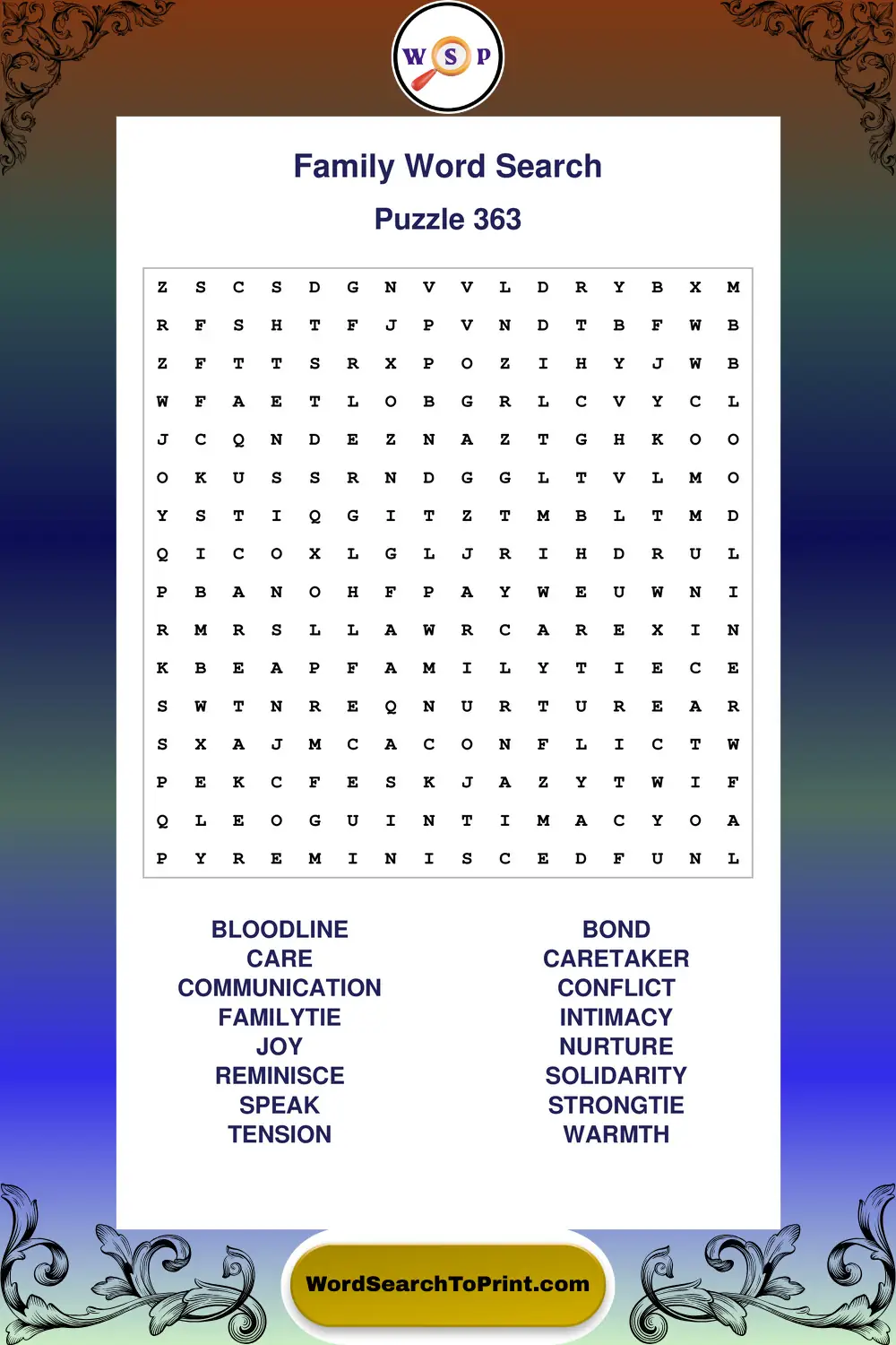 Family Word Search Puzzle 363