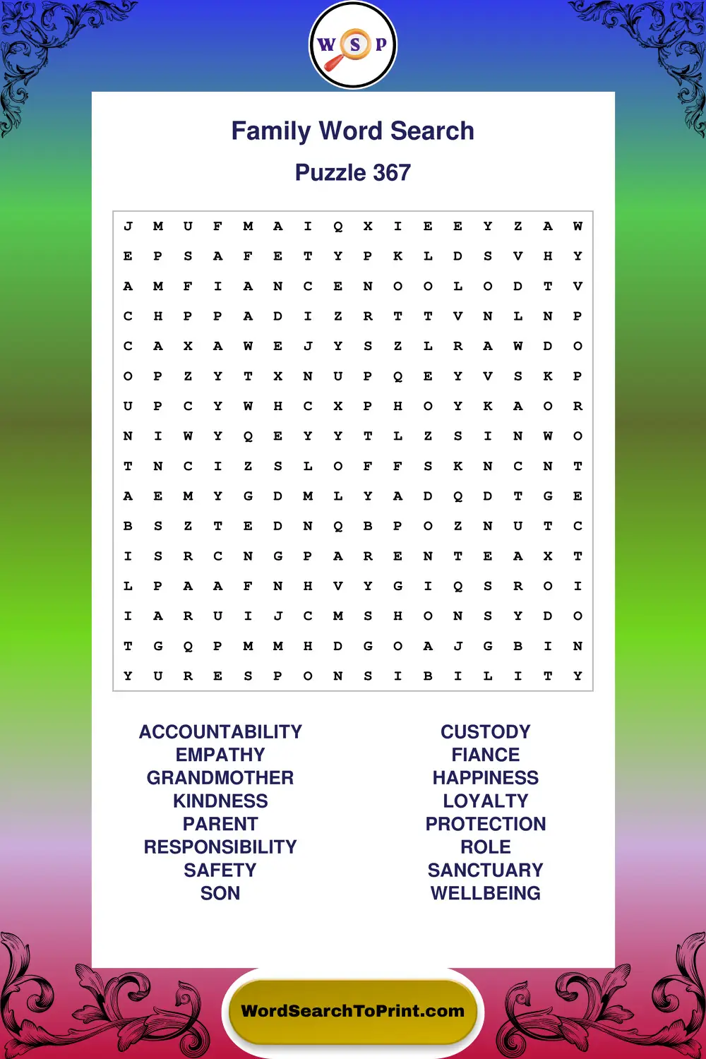 Family Word Search Puzzle 367