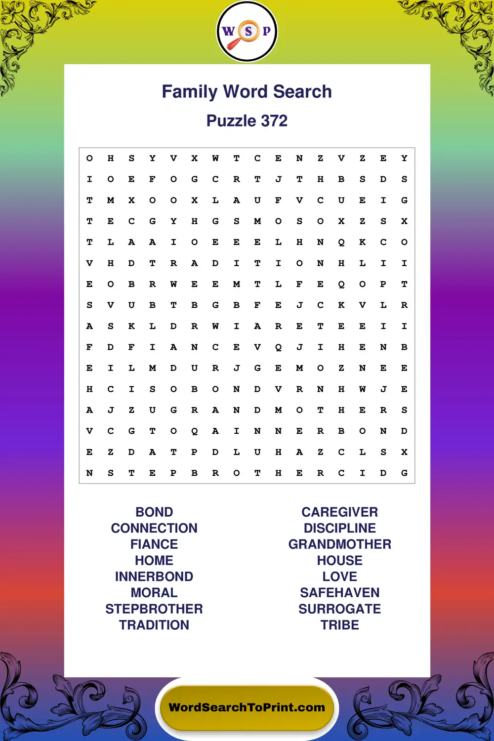 Family Word Search Puzzle 372