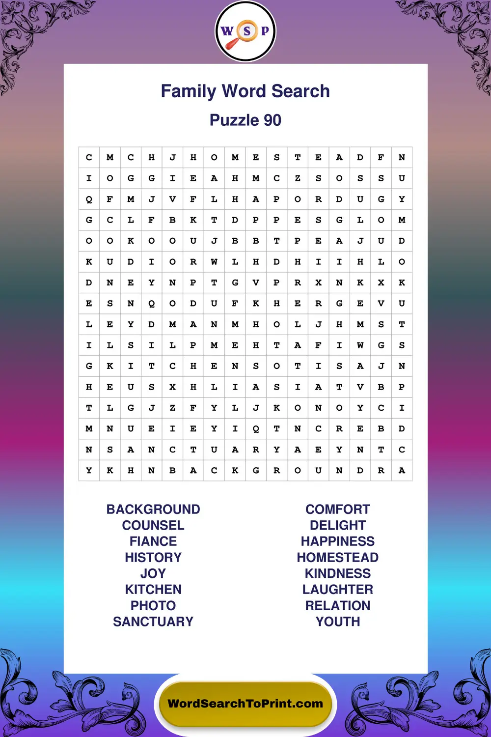 Family Word Search Puzzle 90