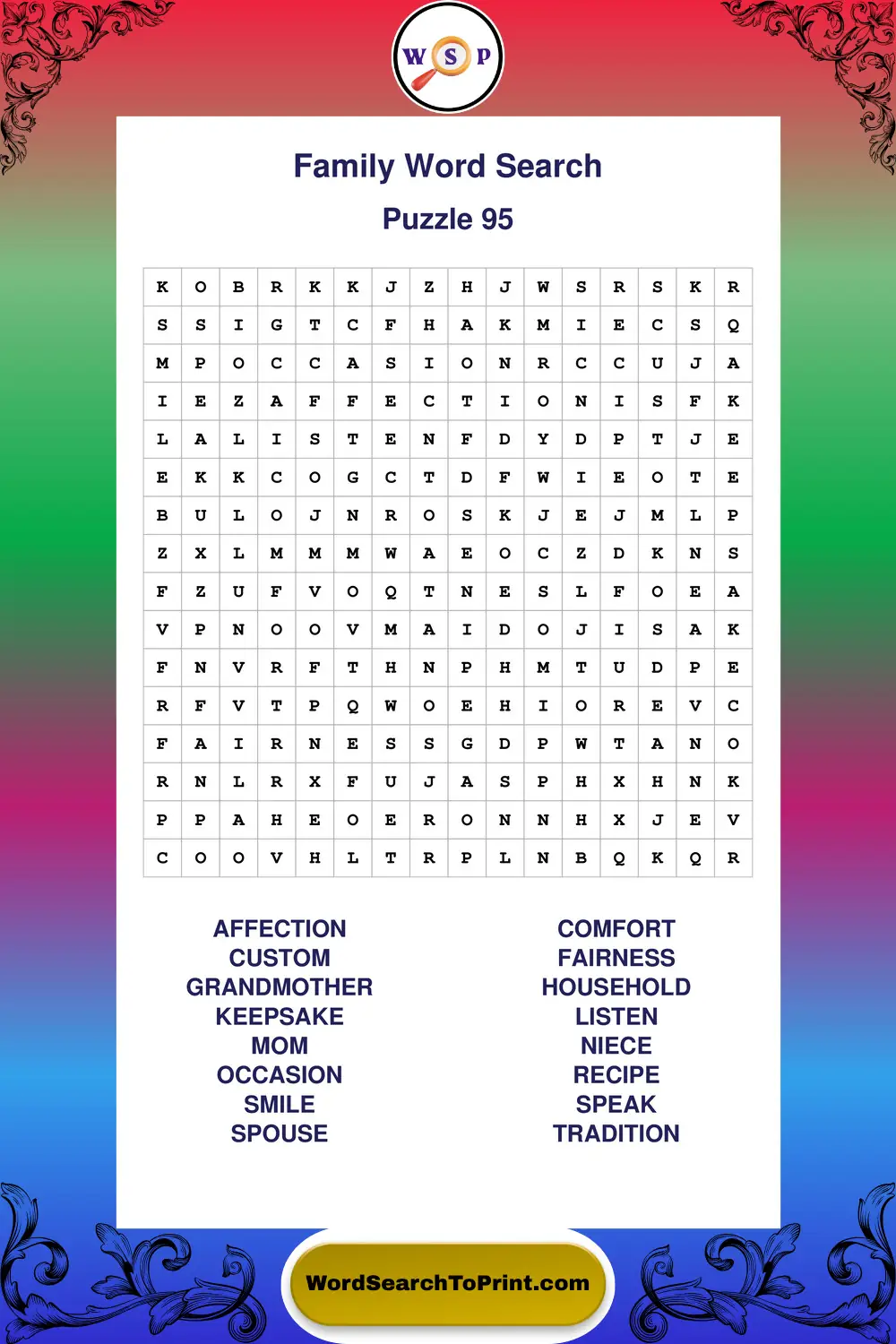 Family Word Search Puzzle 95