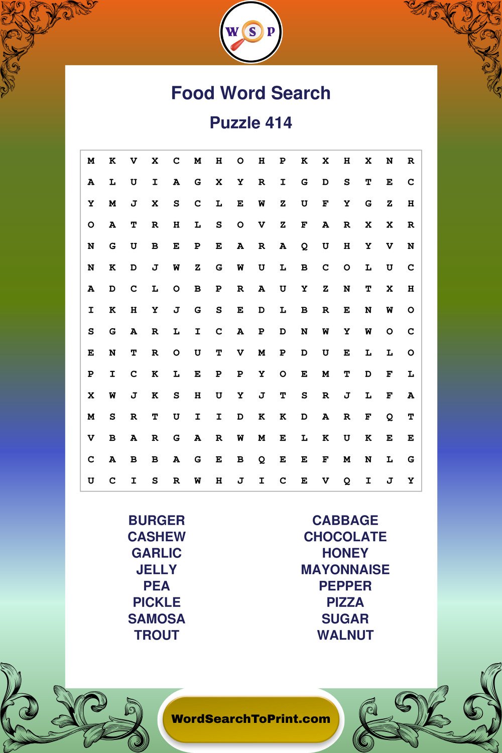 Food Word Search Puzzle 414