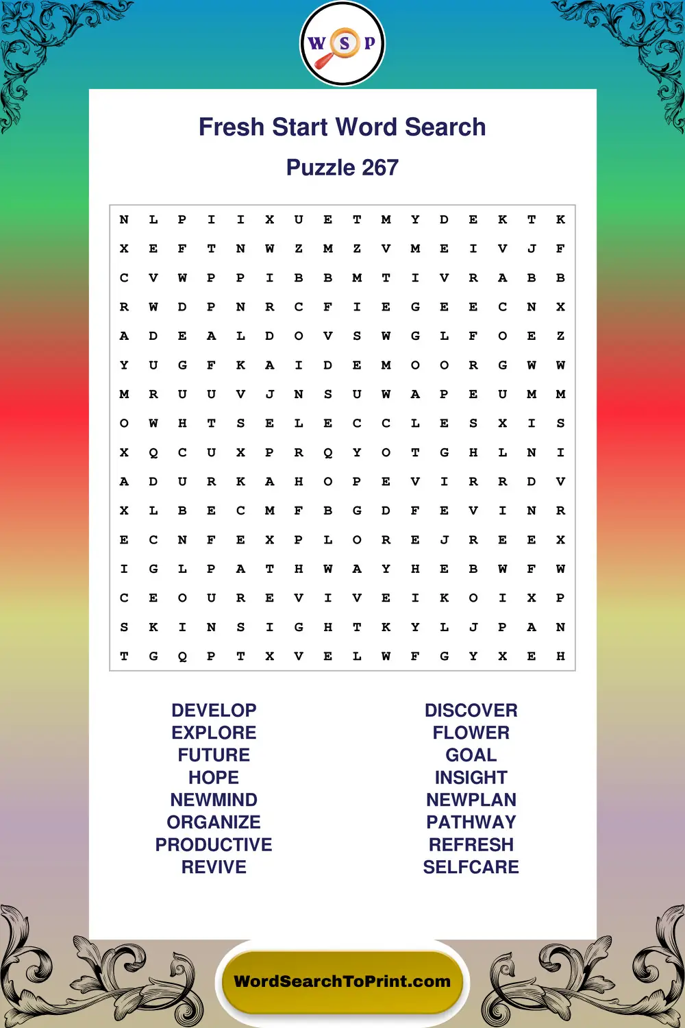 Fresh Start Word Search Puzzle 267