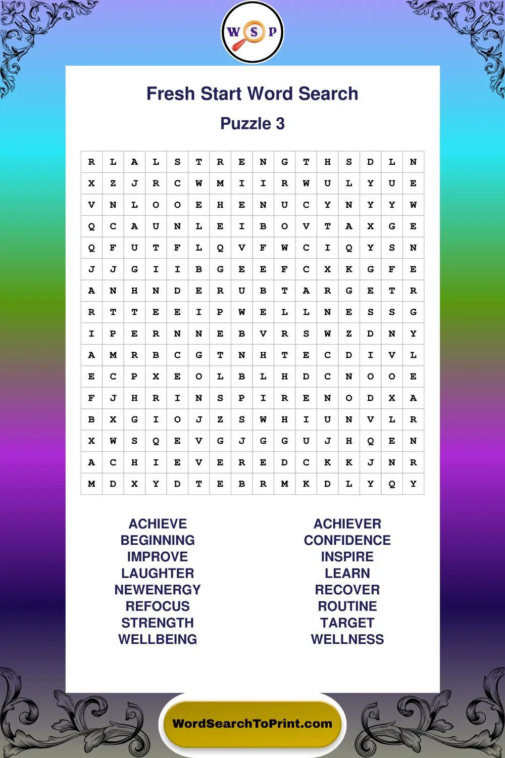 Fresh Start Word Search Puzzle 3