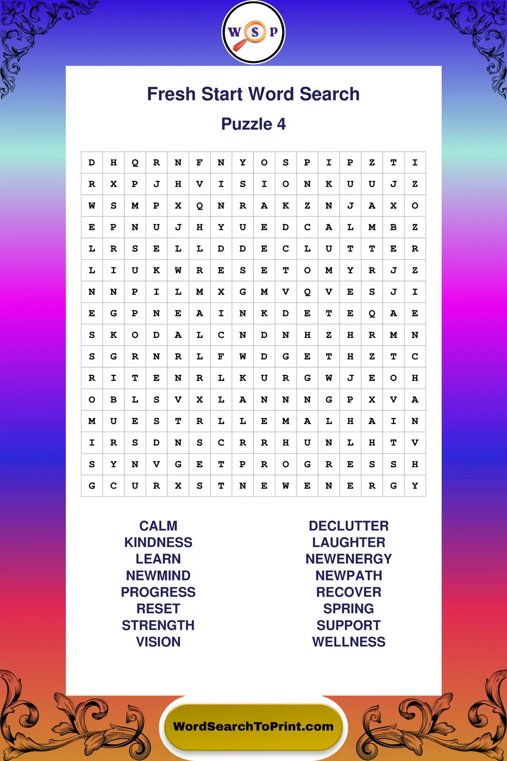 Fresh Start Word Search Puzzle 4
