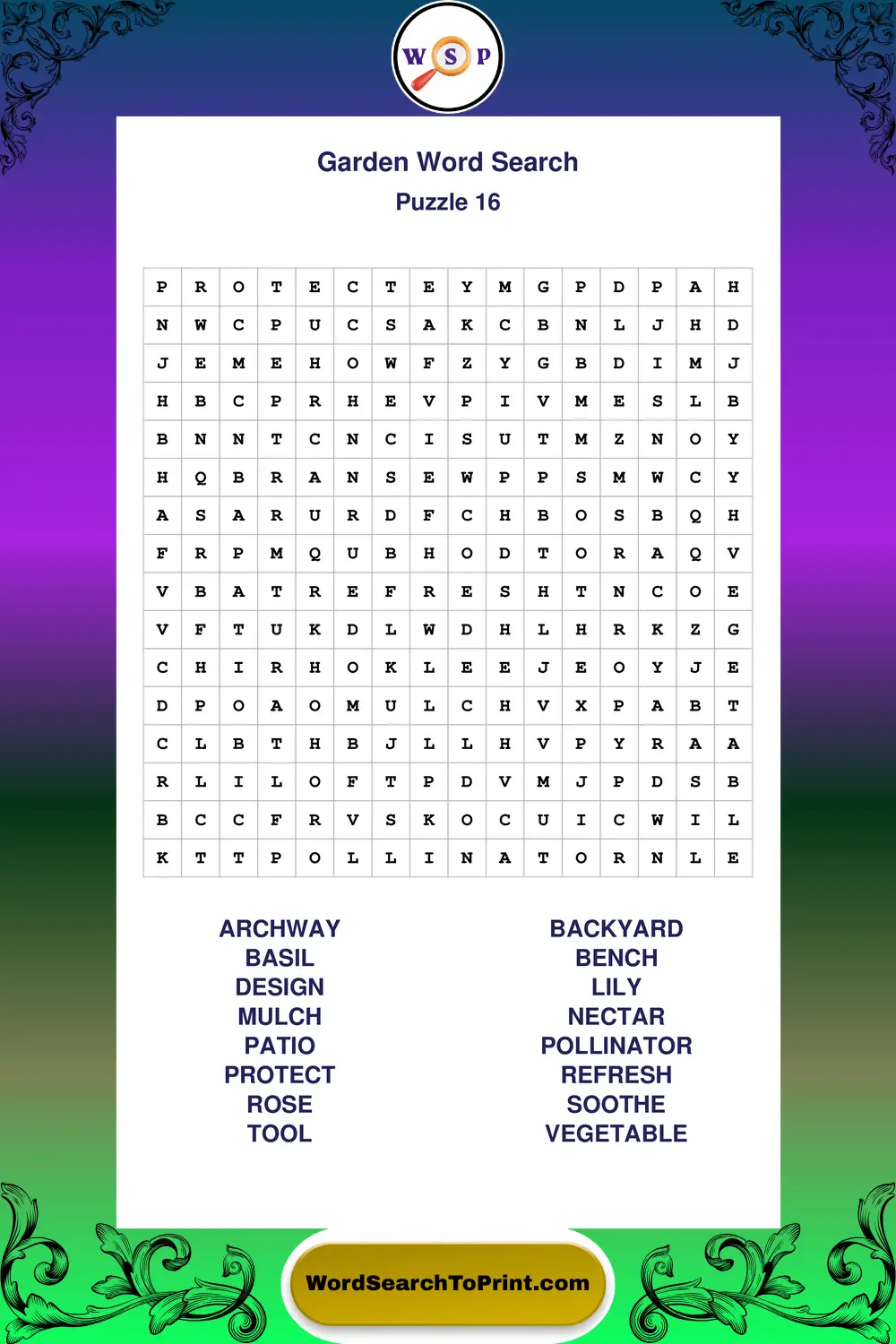Garden Word Search Puzzle 16