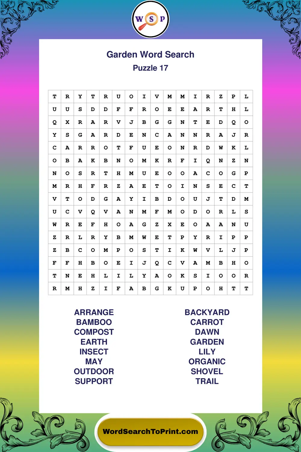 Garden Word Search Puzzle 17