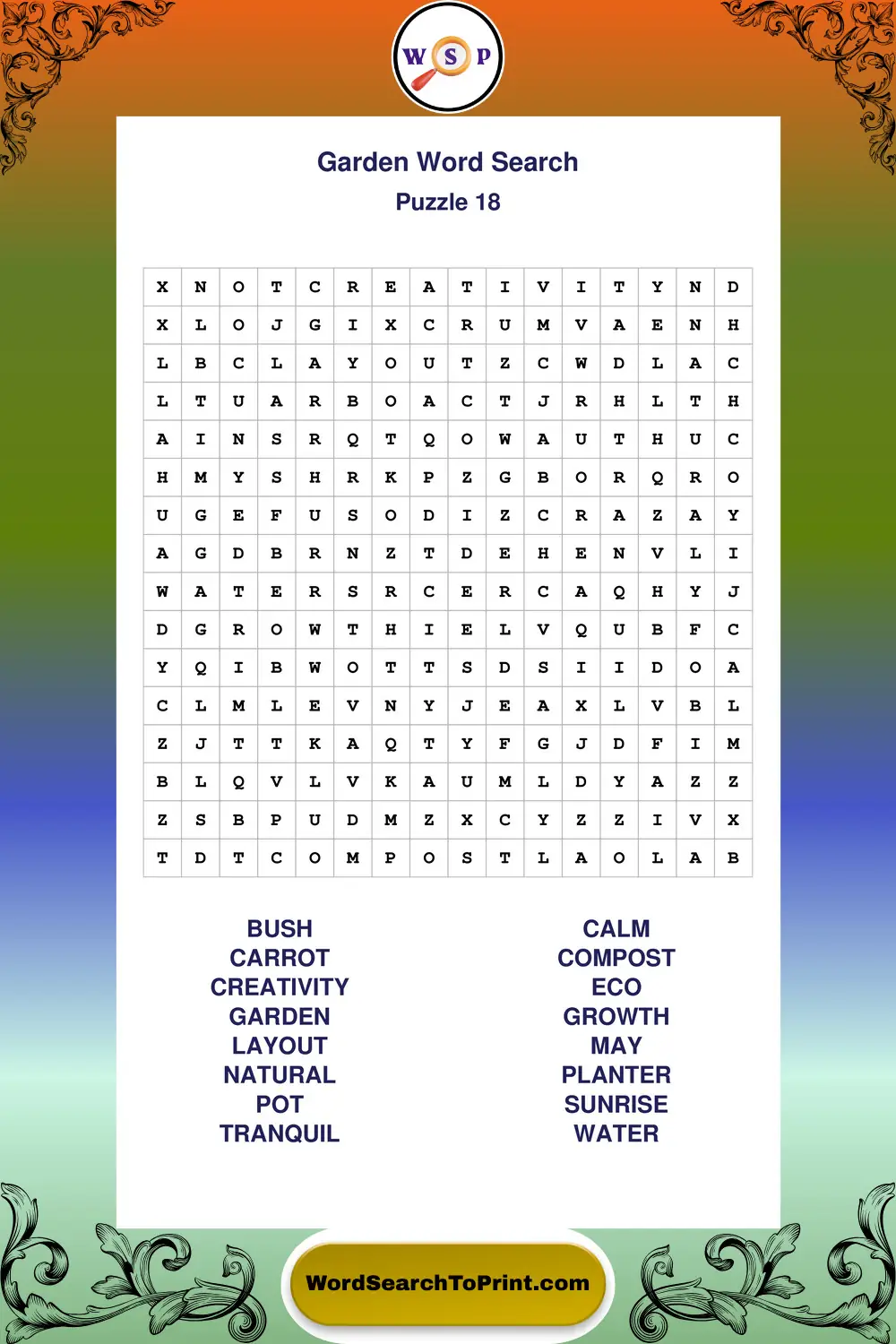 Garden Word Search Puzzle 18