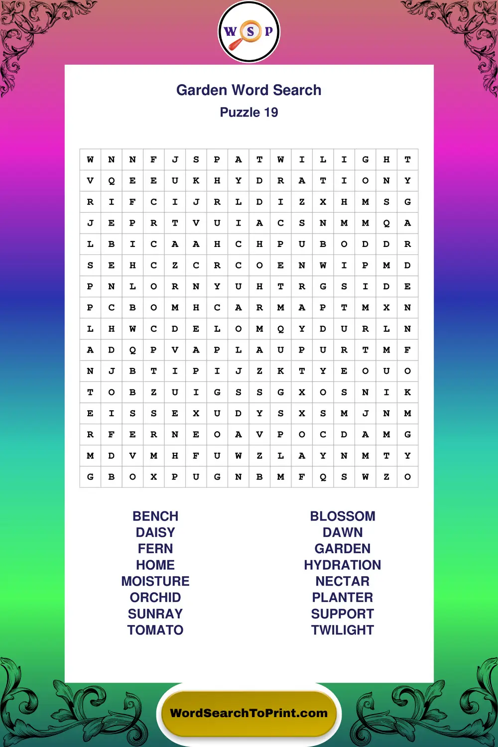 Garden Word Search Puzzle 19