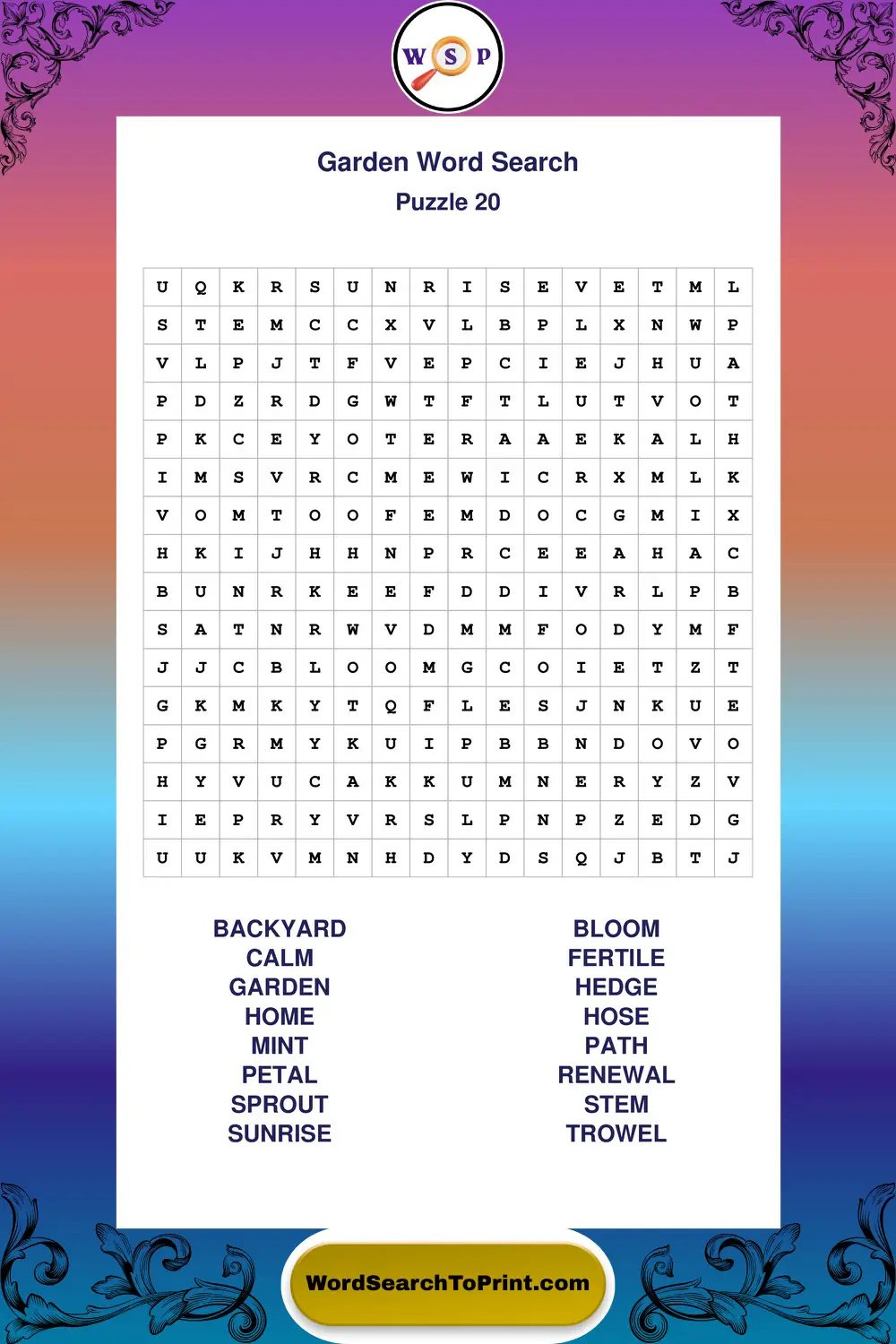 Garden Word Search Puzzle 20