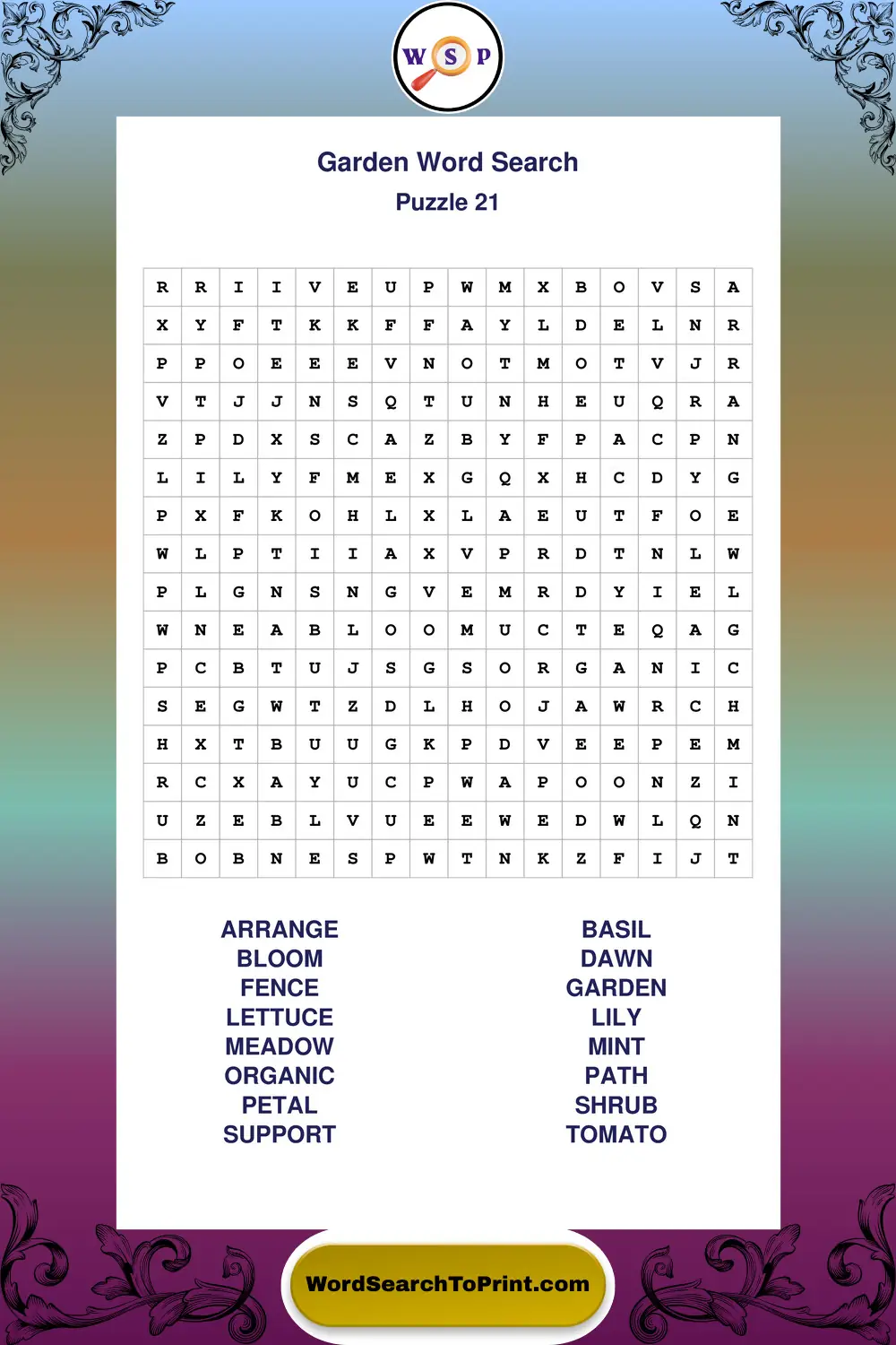 Garden Word Search Puzzle 21