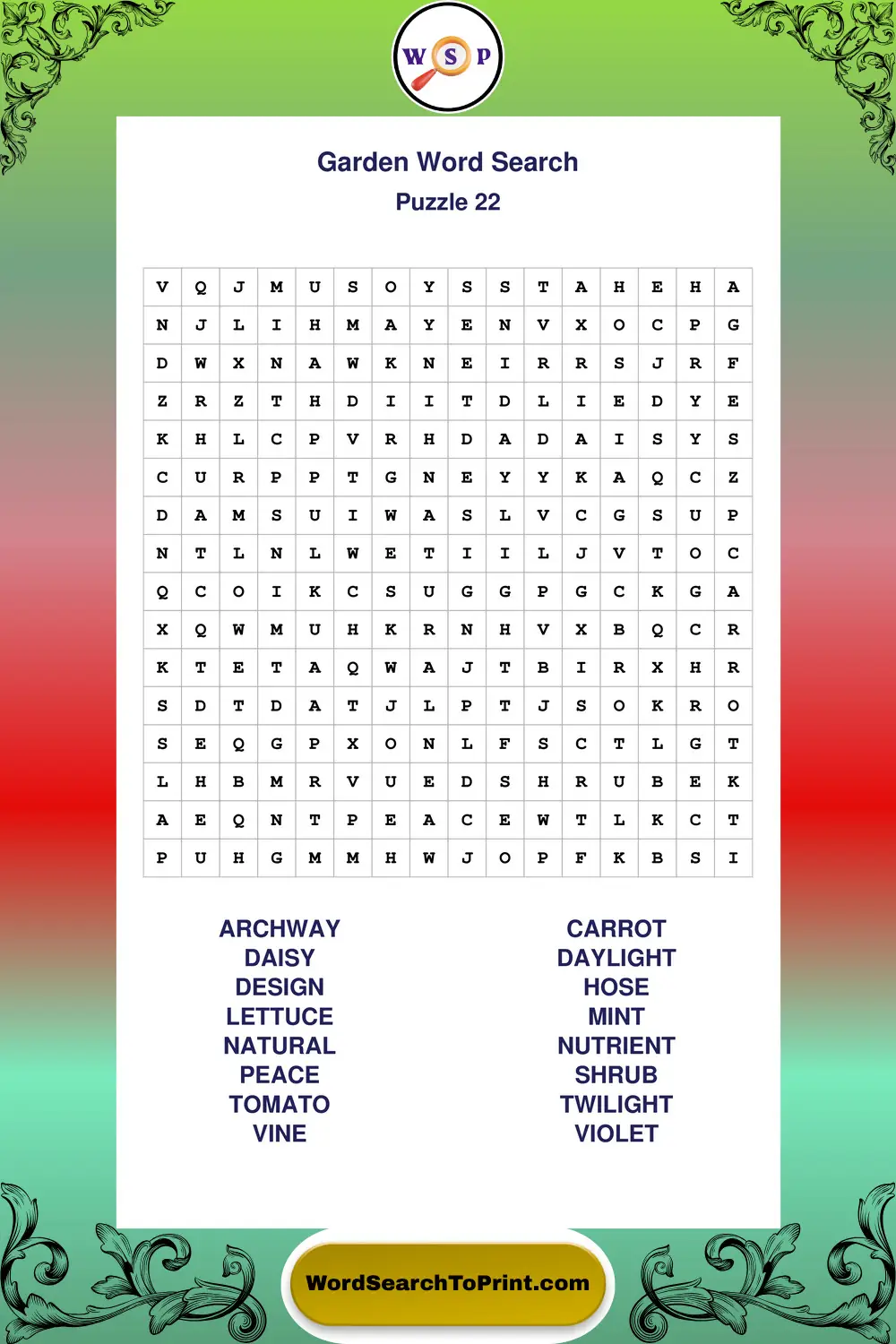 Garden Word Search Puzzle 22