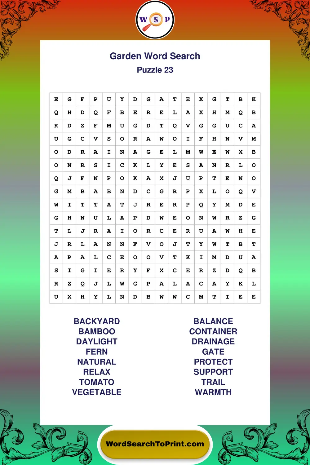 Garden Word Search Puzzle 23