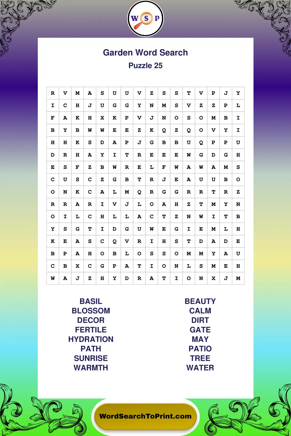 Garden Word Search Puzzle 25