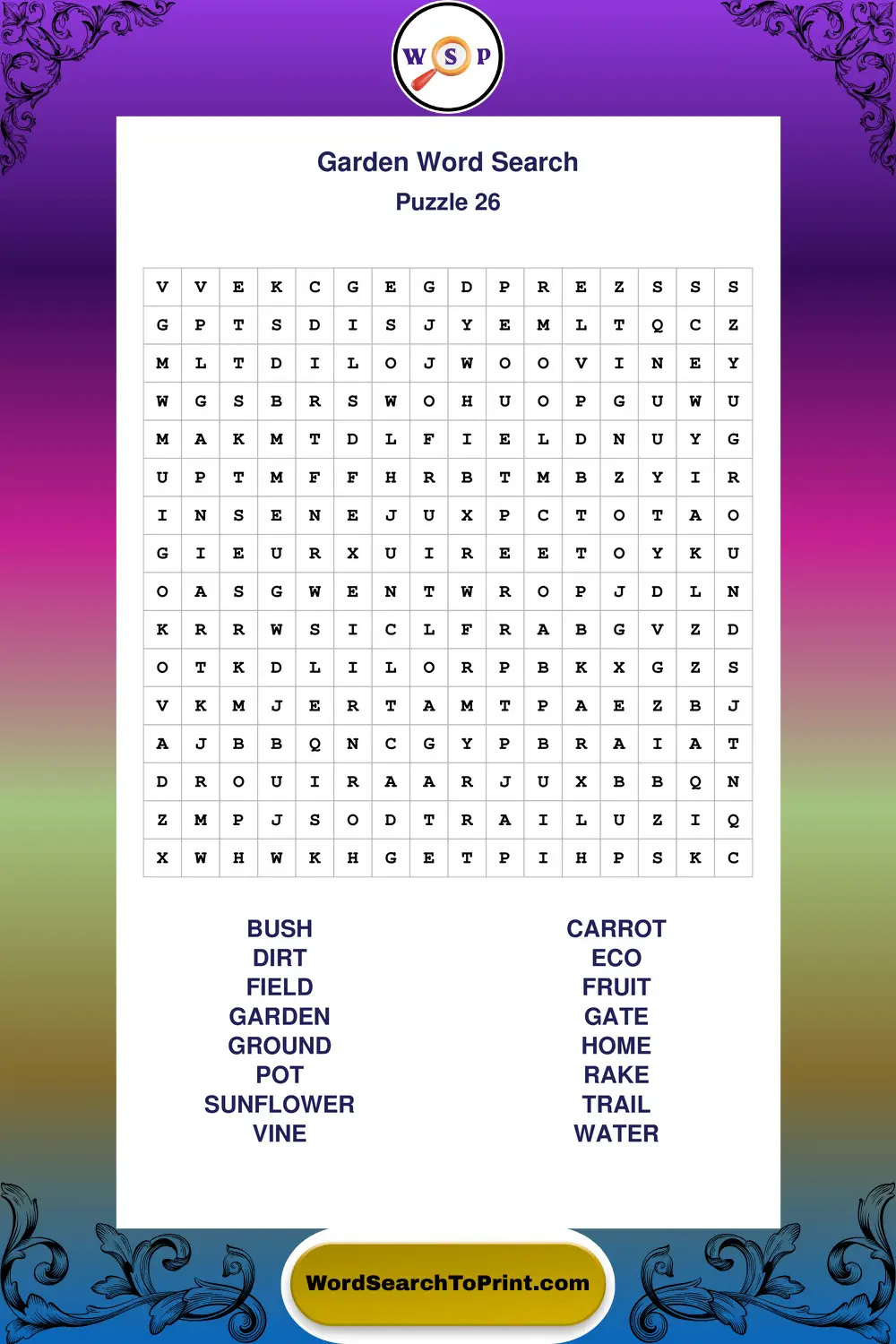 Garden Word Search Puzzle 26