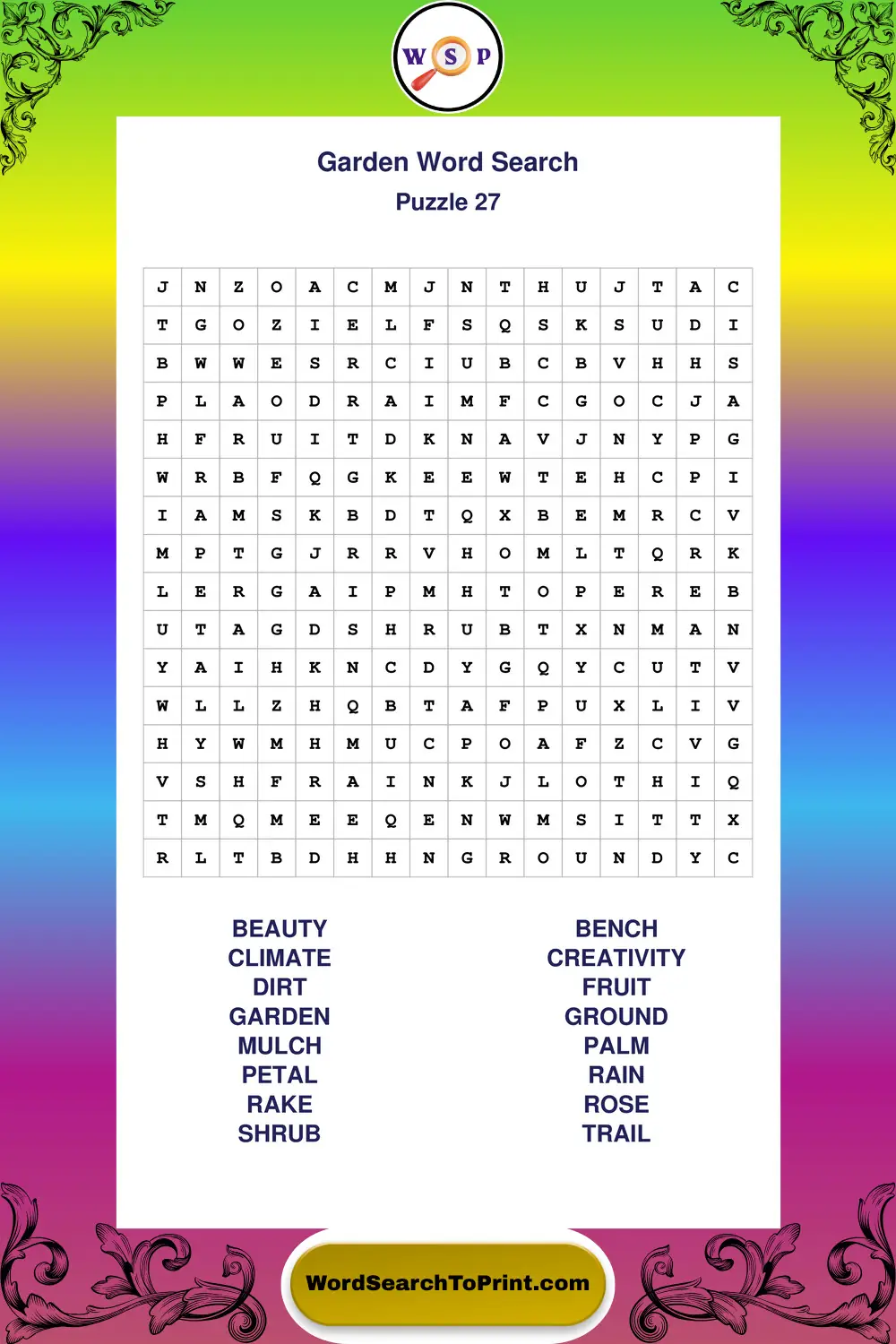 Garden Word Search Puzzle 27