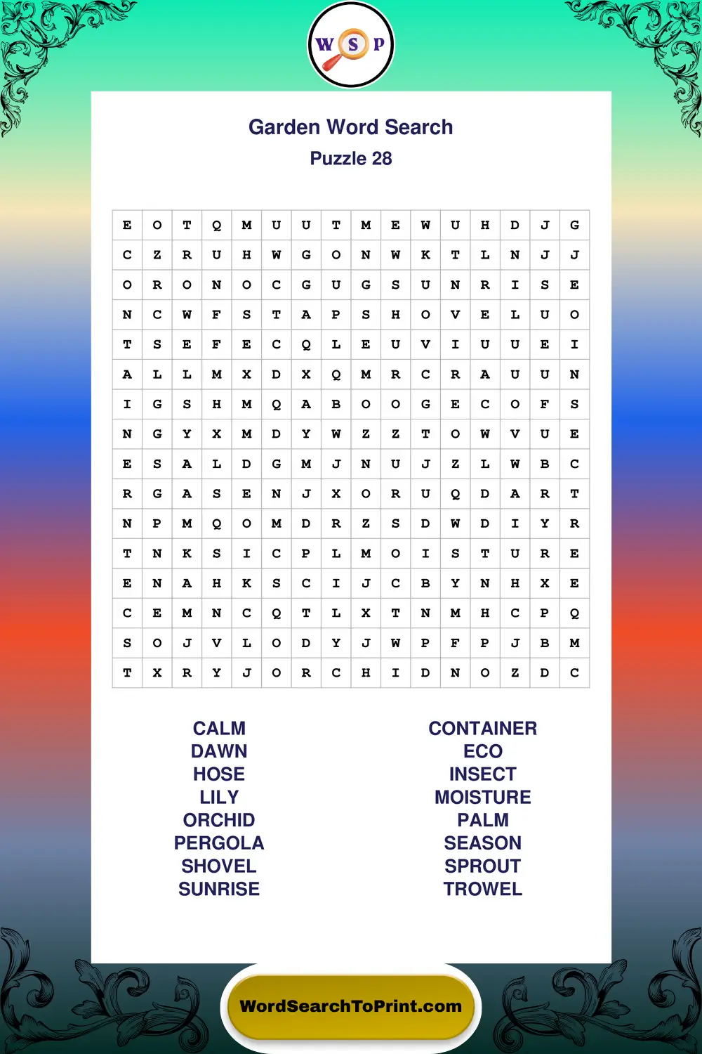 Garden Word Search Puzzle 28