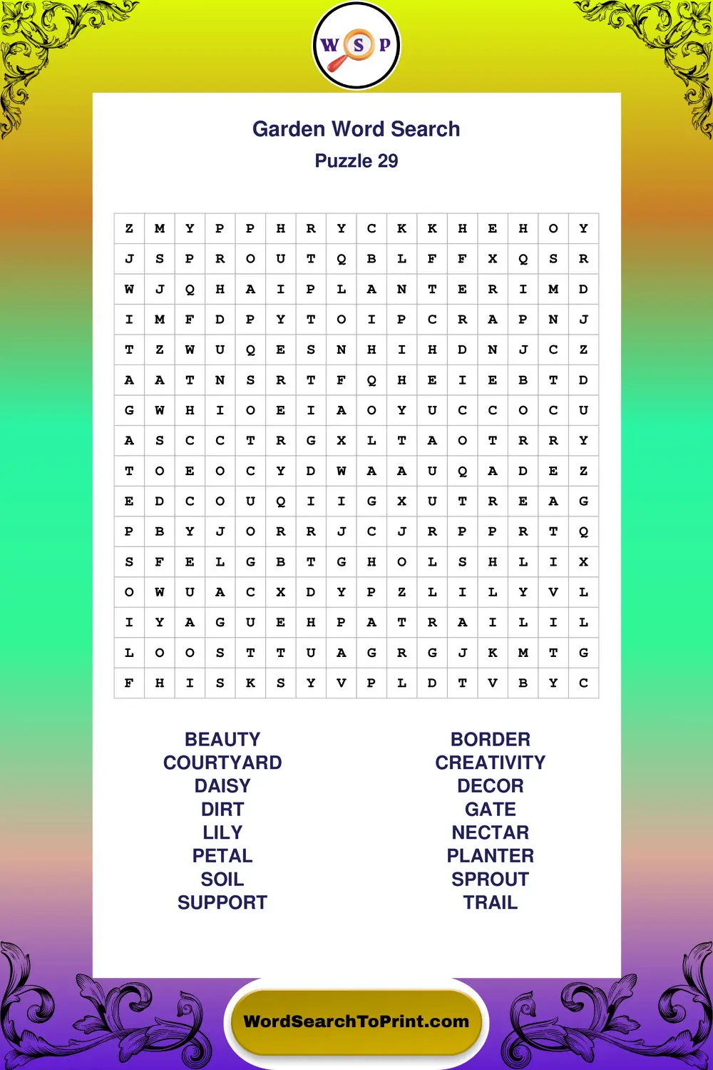Garden Word Search Puzzle 29
