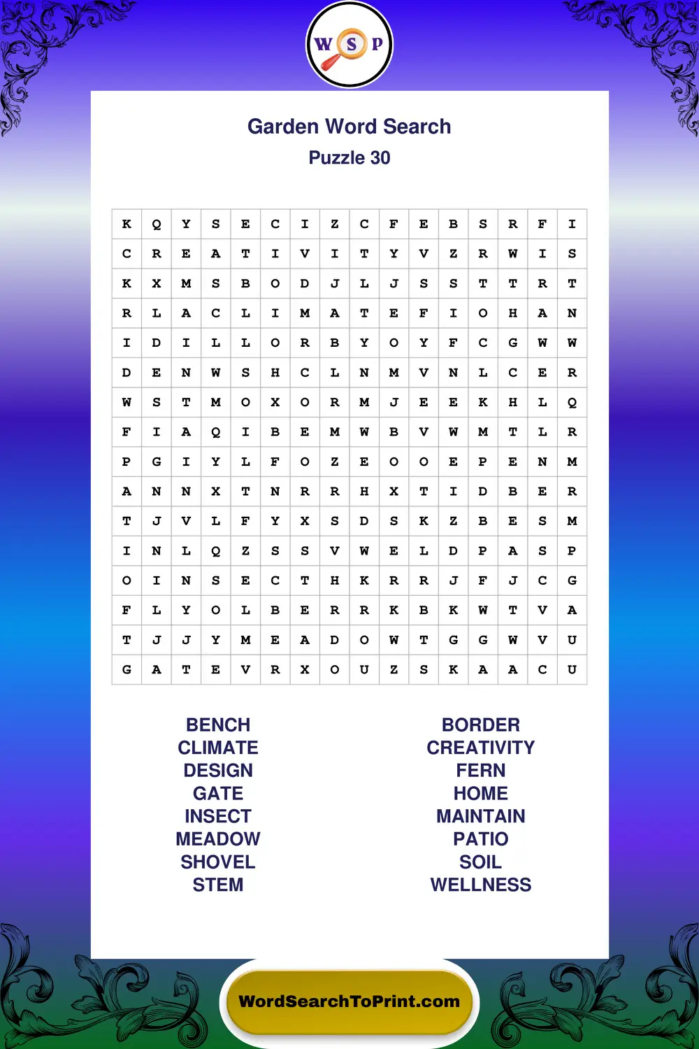 Garden Word Search Puzzle 30