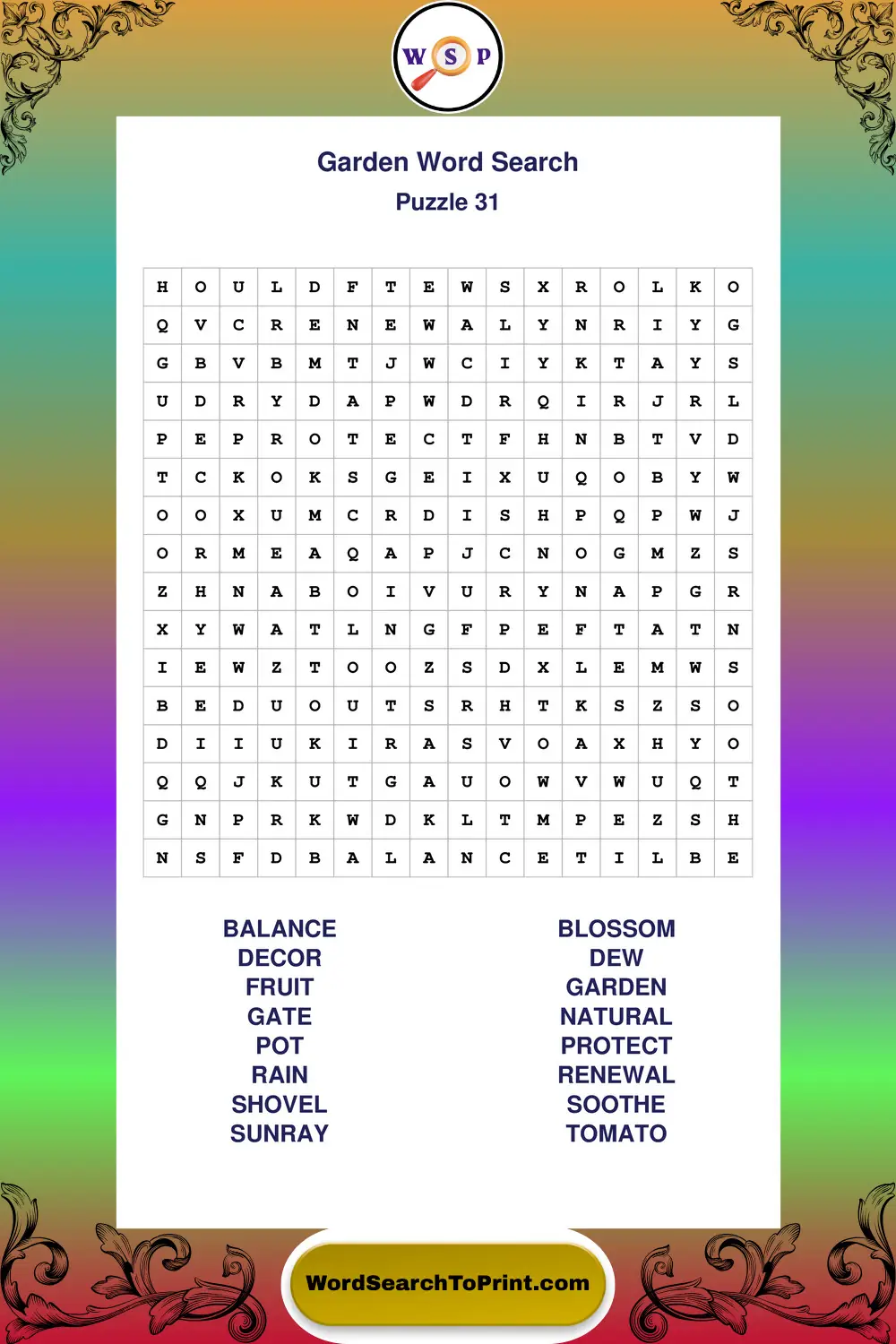 Garden Word Search Puzzle 31