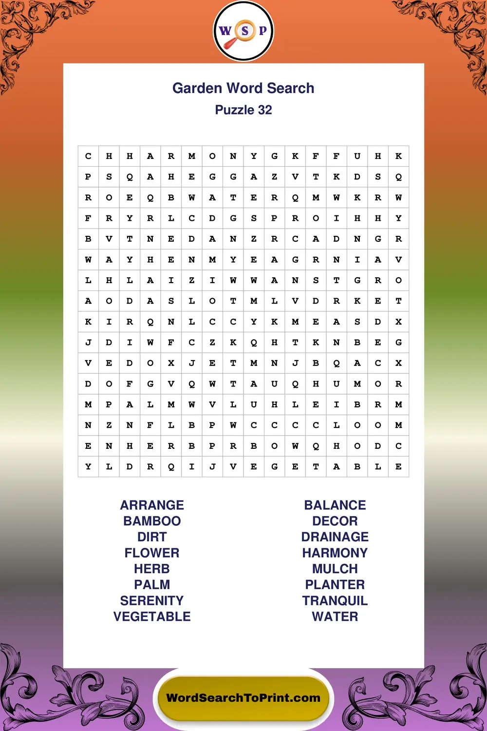 Garden Word Search Puzzle 32