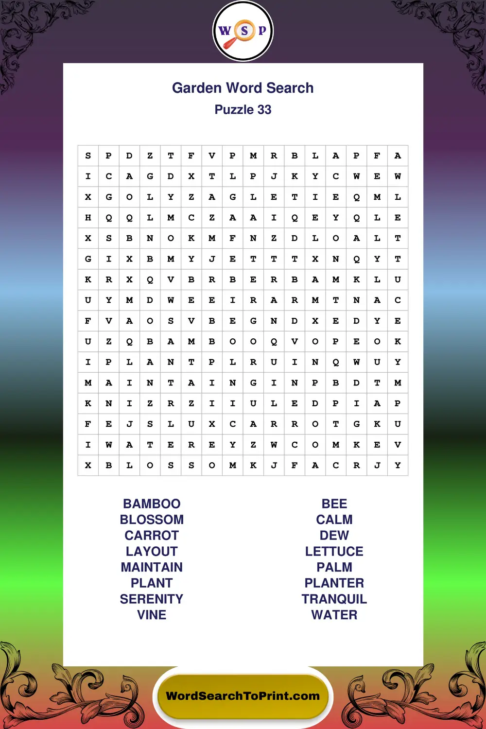Garden Word Search Puzzle 33