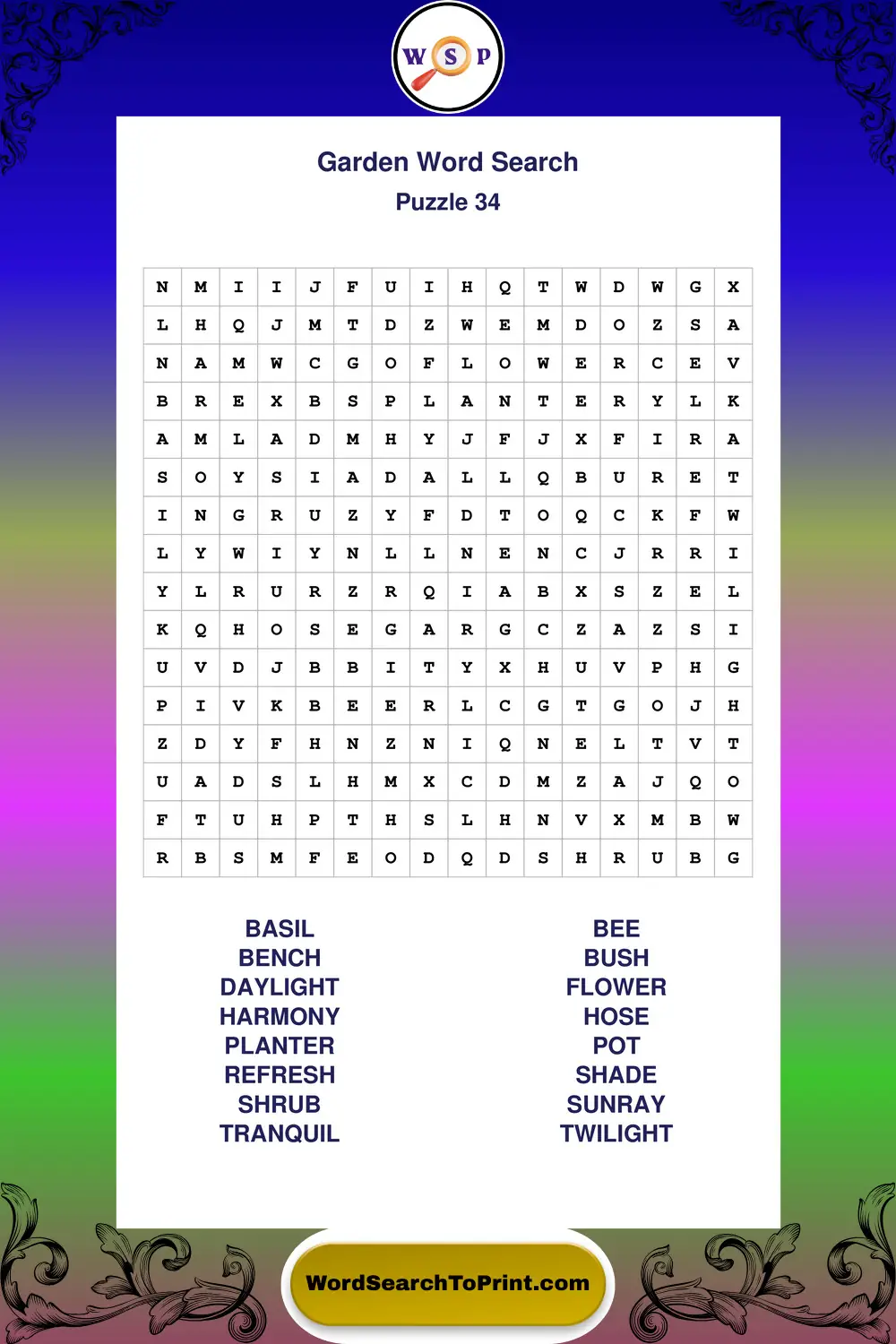 Garden Word Search Puzzle 34