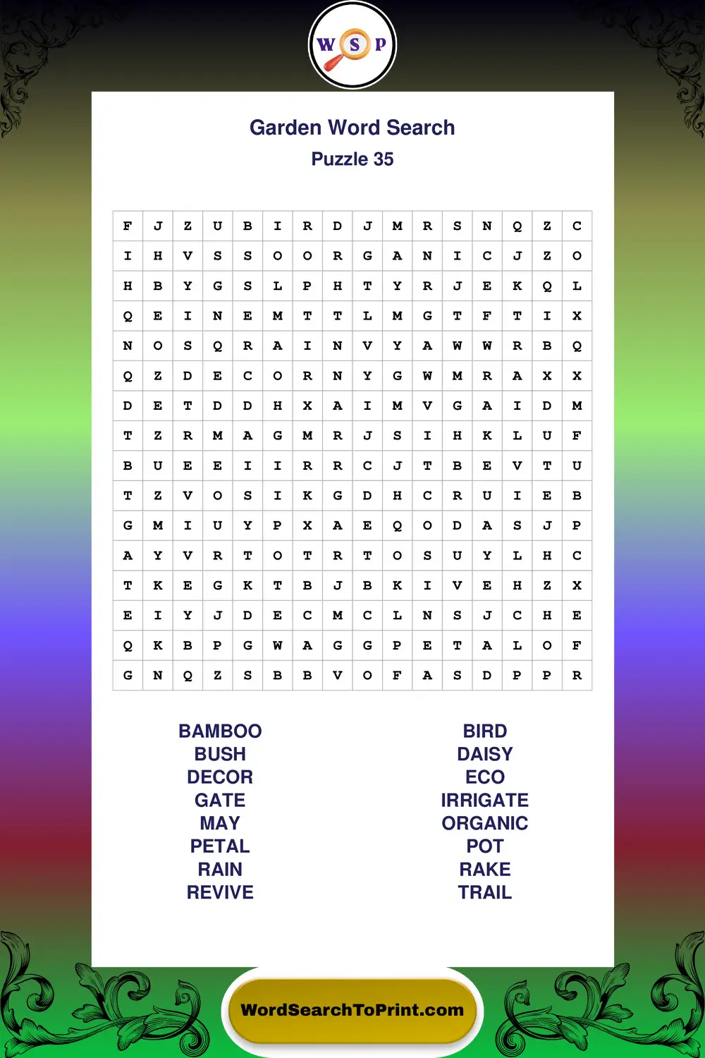 Garden Word Search Puzzle 35